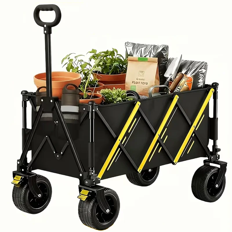 Heavy Duty Foldable Utility Wagon Cart For Outdoor Camping Use