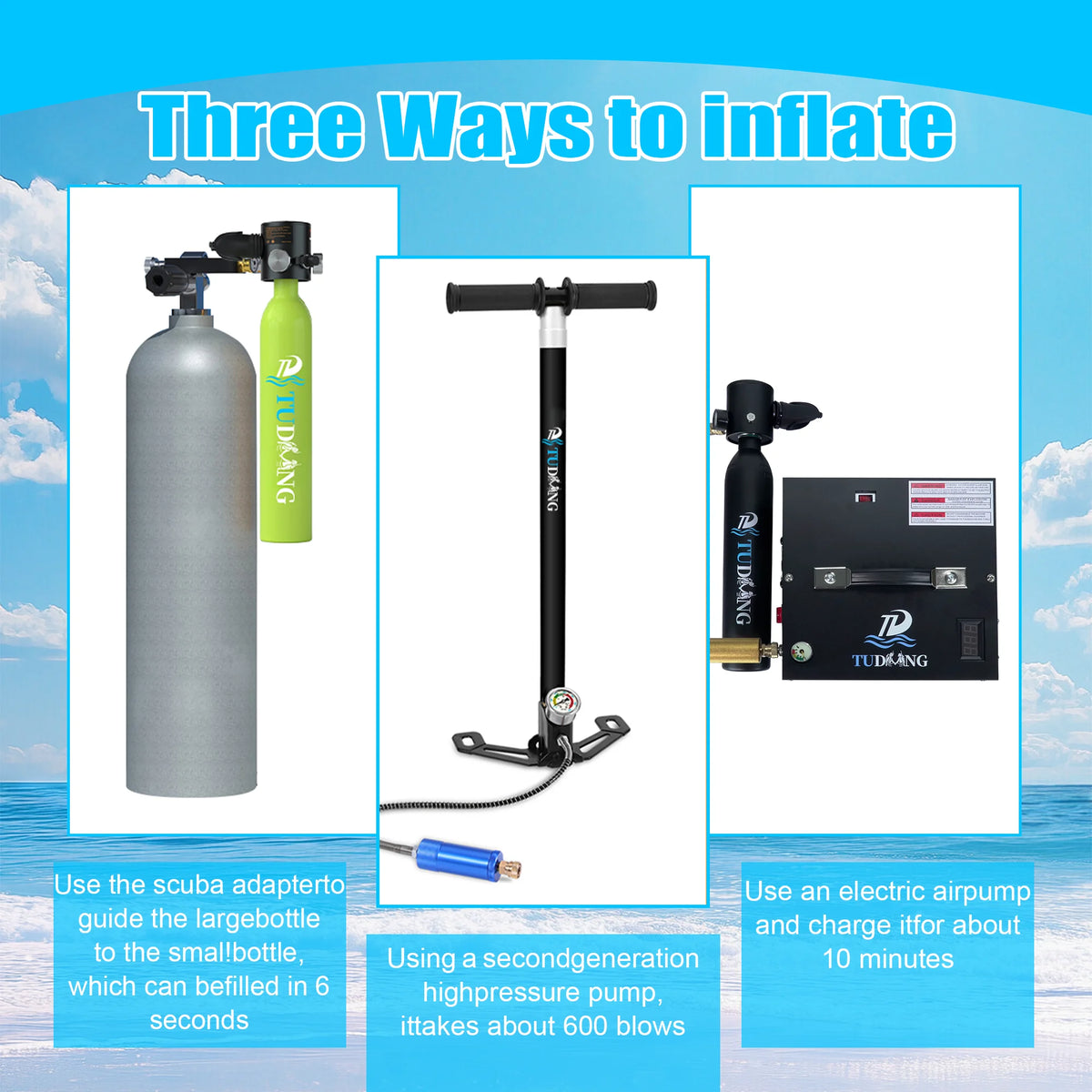 Tudiving Portable Scuba Tank For Underwater Breathing Training