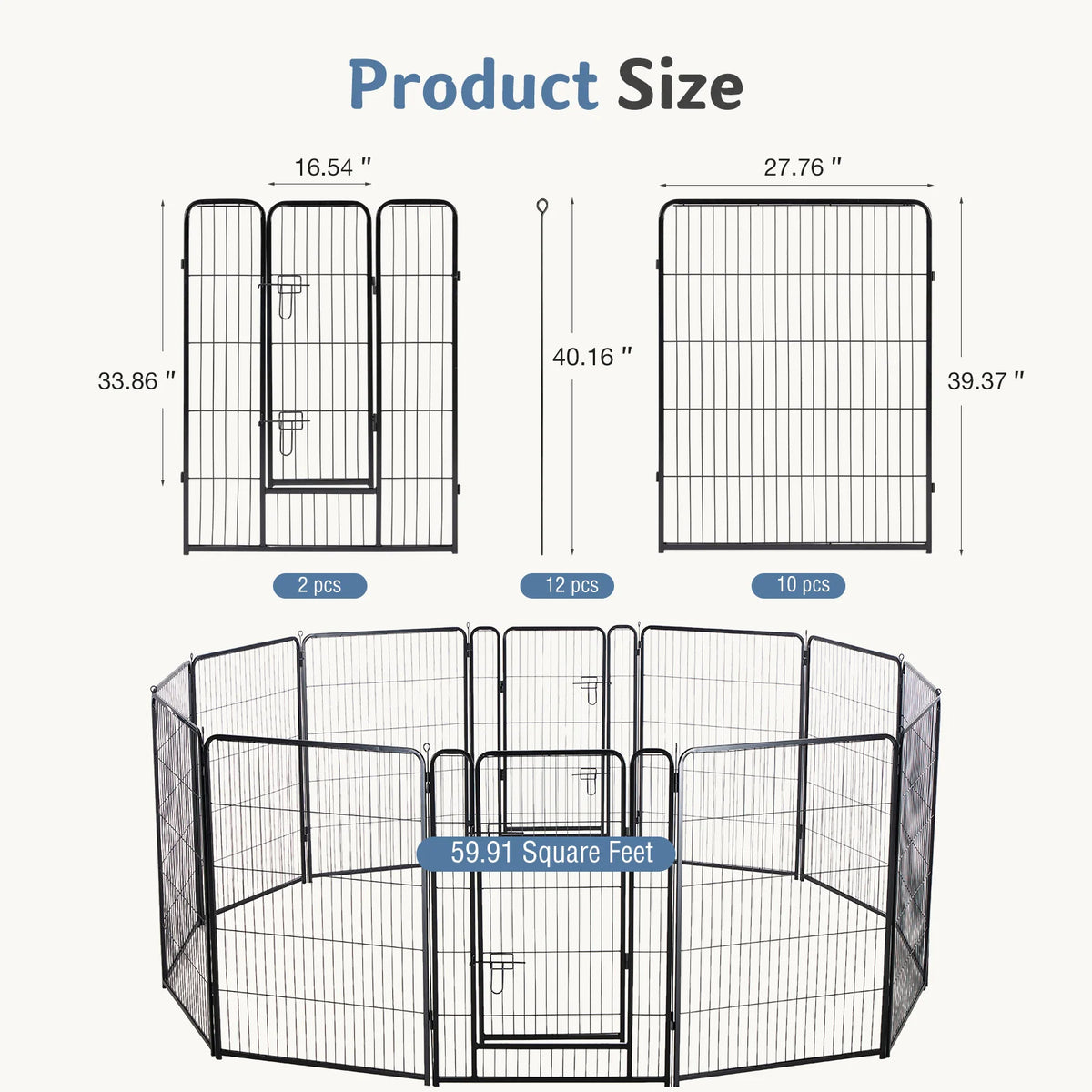 JHK Foldable Metal Dog Playpen Exercise Fence For Indoor Outdoor