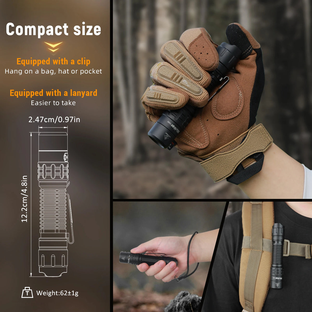 Wurkkos 2000 Lumens Tactical Flashlight With 18650 Battery