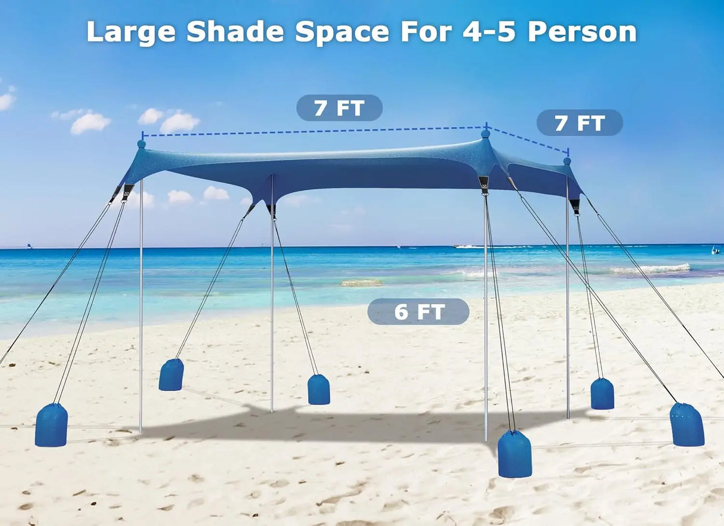 Beach Tent Sun Shelter with 8 Sandbags, UPF50+ Protection & Windproof Pop Up Beach Tent Sun Shade for Family, Travel & Camping,