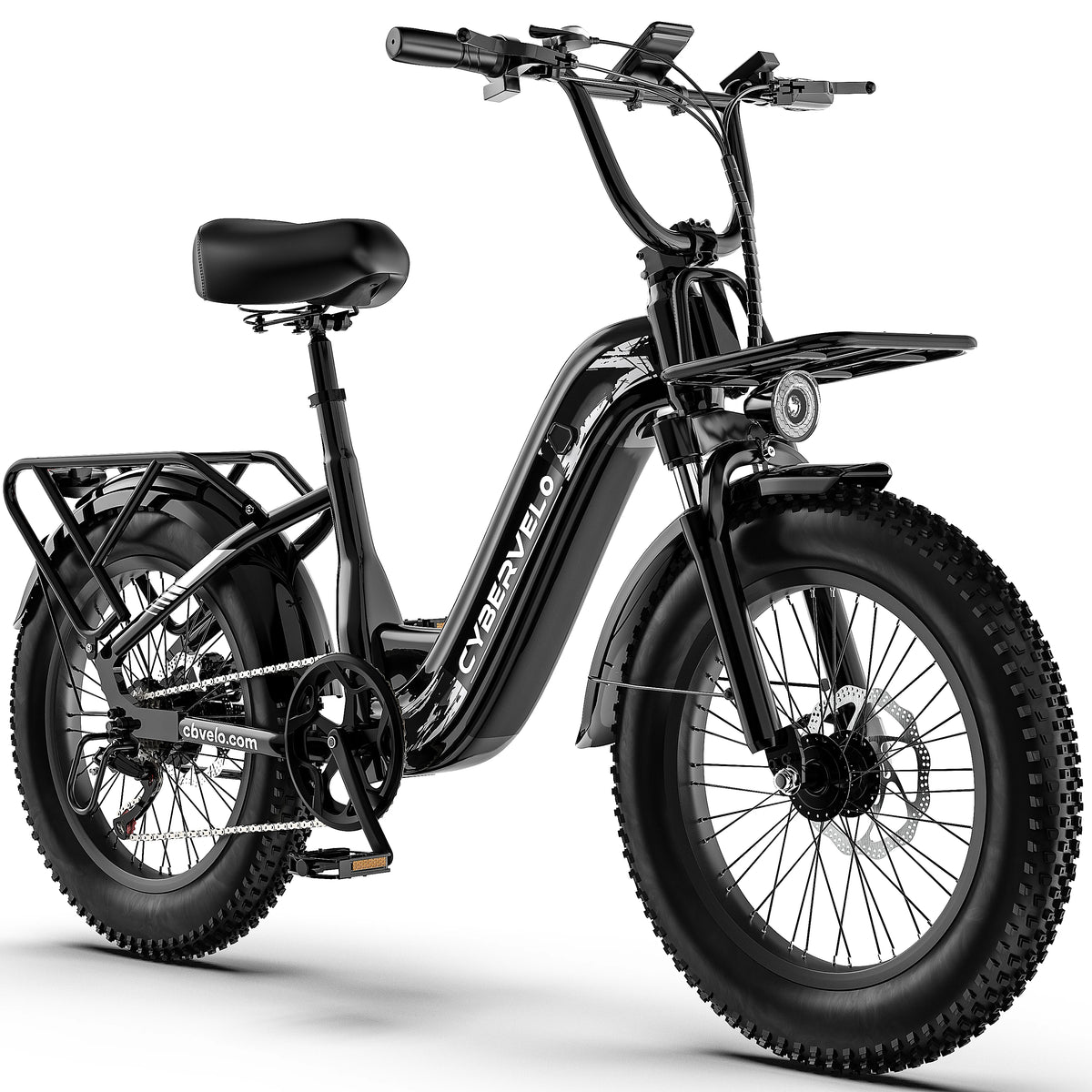 Cybervelo 1000W Peak Step-Thru Electric Bike for Adults 20" Fat Tire 7-Speed Commuter E-Bike Up to 80 Miles Long Range 48V 20Ah Removable Battery EK12 EK8