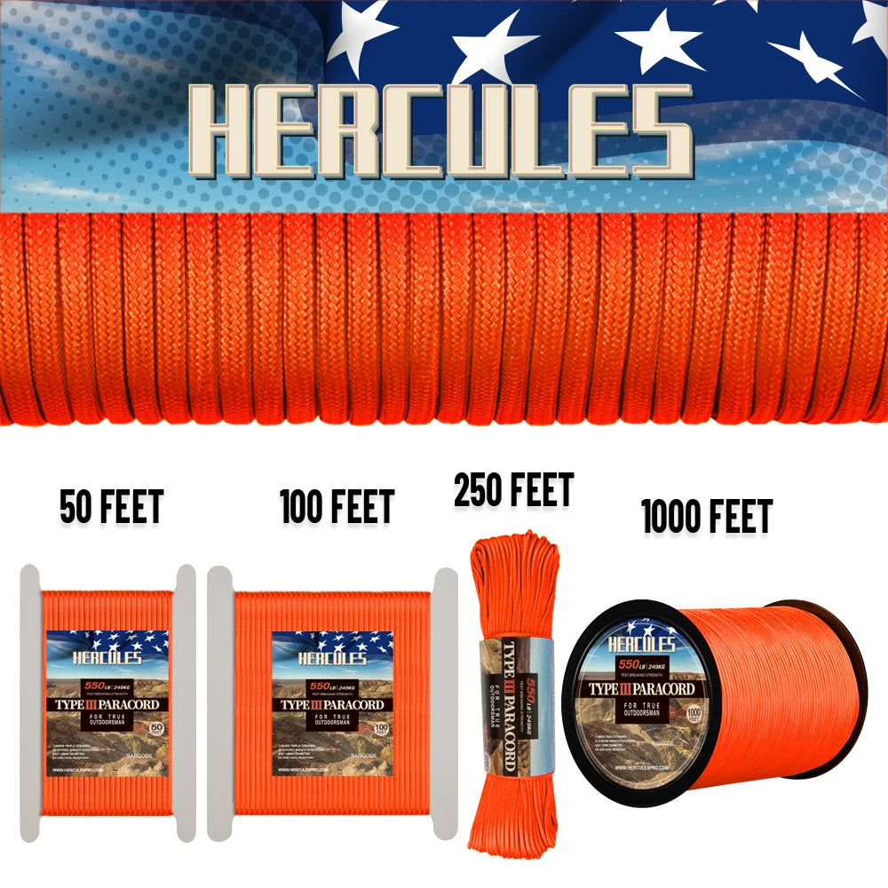 550 Paracord Survival Rope With Seven Core Strands For Camping