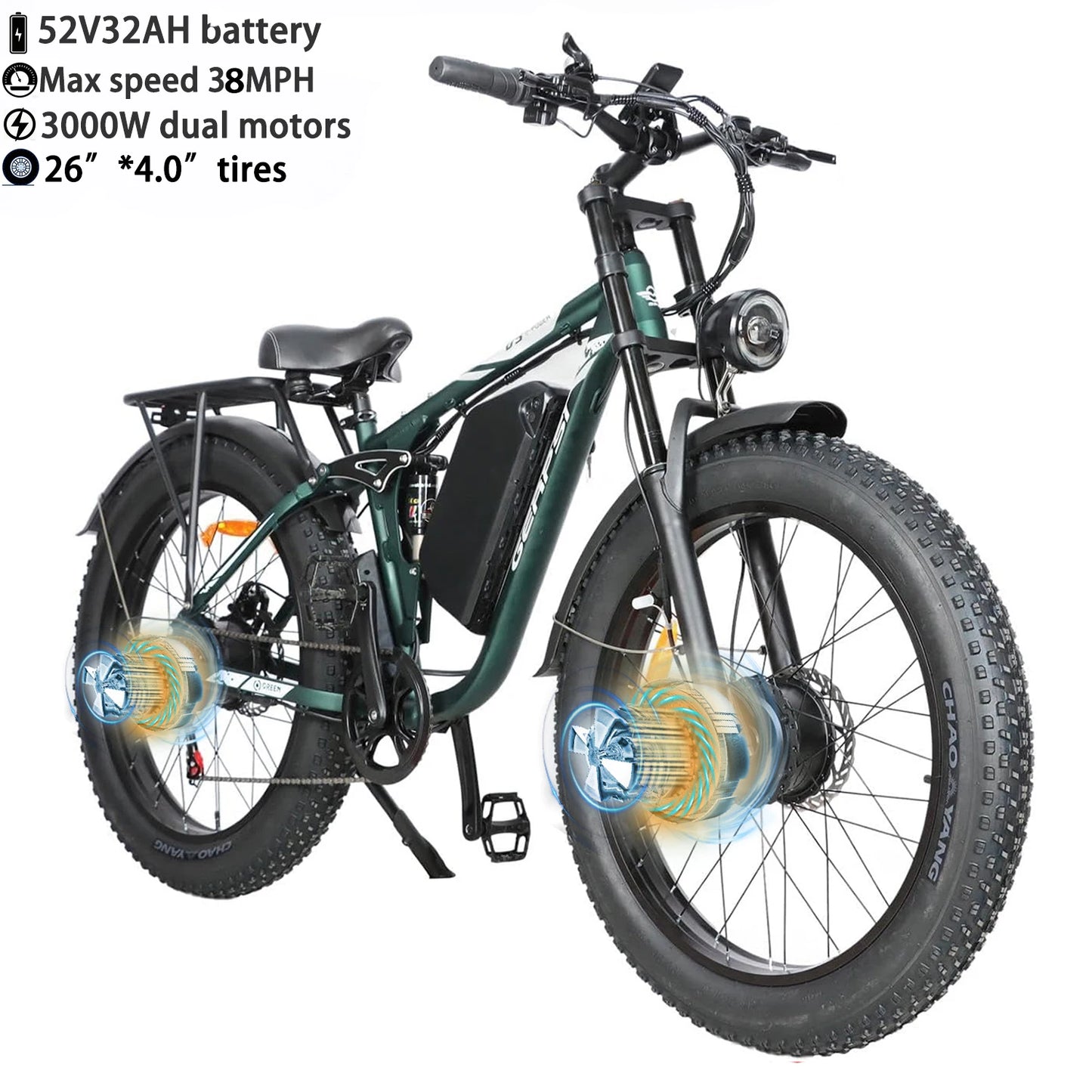 Baolujie Peak Dual Motor Electric Bicycle 48V Battery For Adults