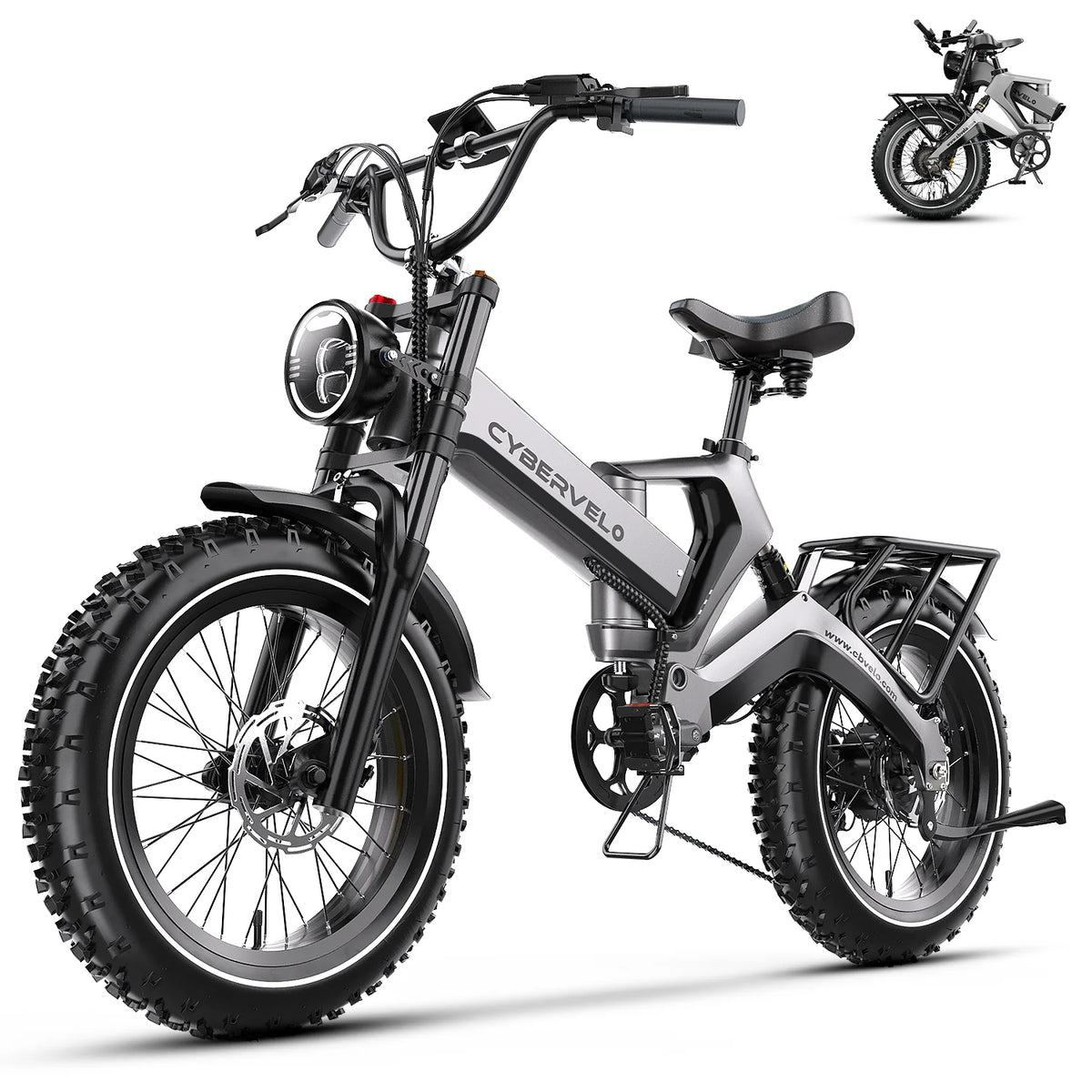 Cybervelo Foldable Fat Tire Electric Bike With 2000W Peak Motor