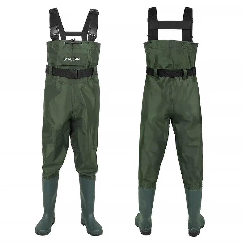 Unisex Waterproof Fishing Waders Pants With Boots Chest Length Kit