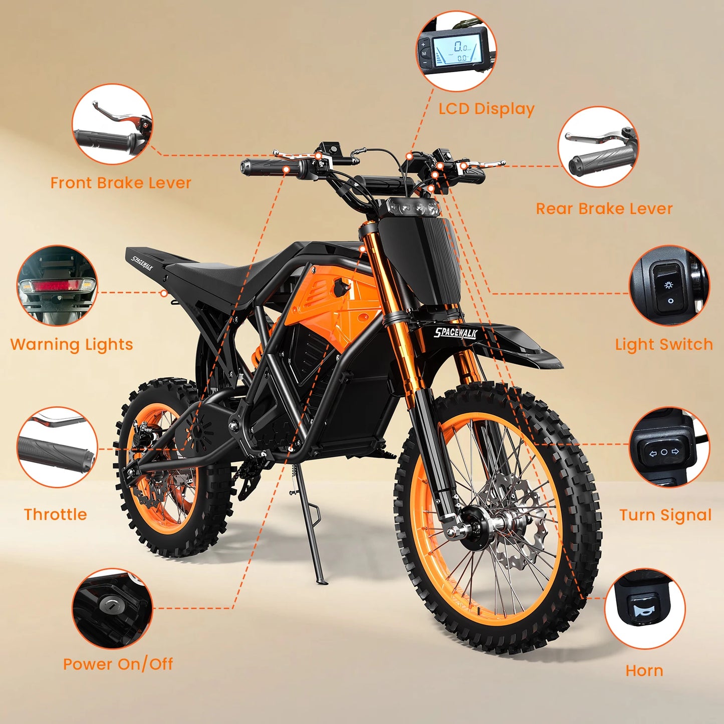 EILLEO SPACEWALK Fat Tire Electric Dirt Bike 3000W Mid-Drive