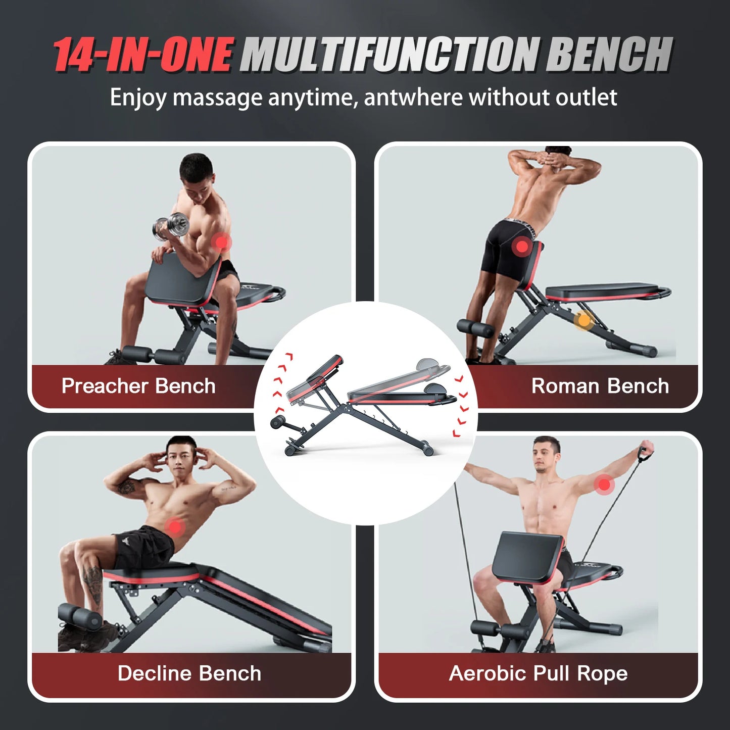 Foldable 14 In 1 Dumbbell Bench Pre Assembled Multi Functional