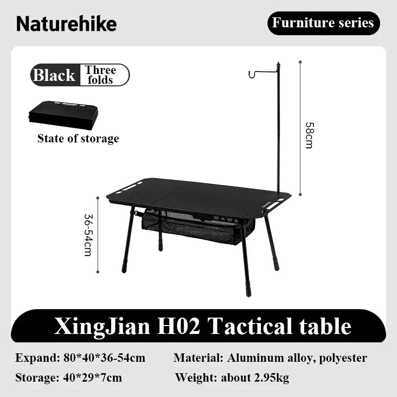 Naturehike H02 IGT Adjustable Folding Camping Table With Storage