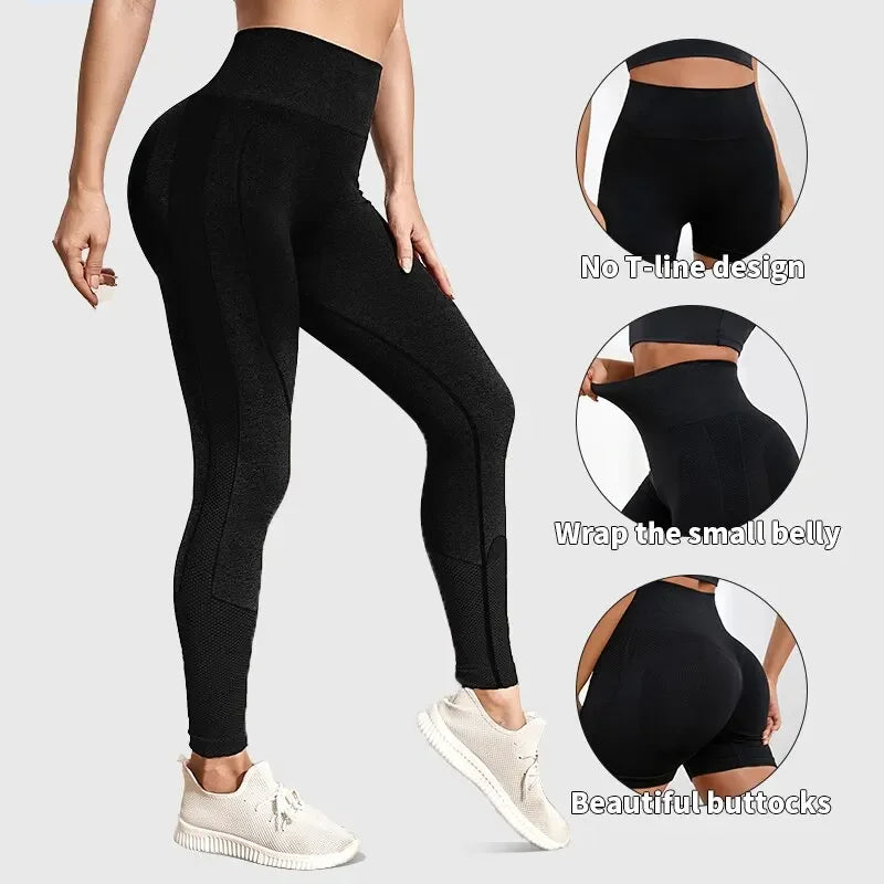 Yoga Sport Seamless Workout Leggings For Women Push Up Athletic Pants