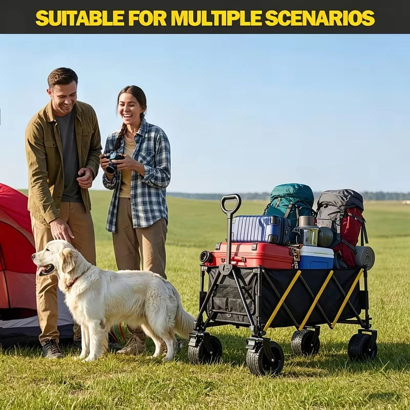 Heavy Duty Foldable Utility Wagon Cart For Outdoor Camping Use