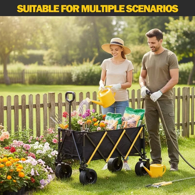 Heavy Duty Foldable Utility Wagon Cart For Outdoor Camping Use