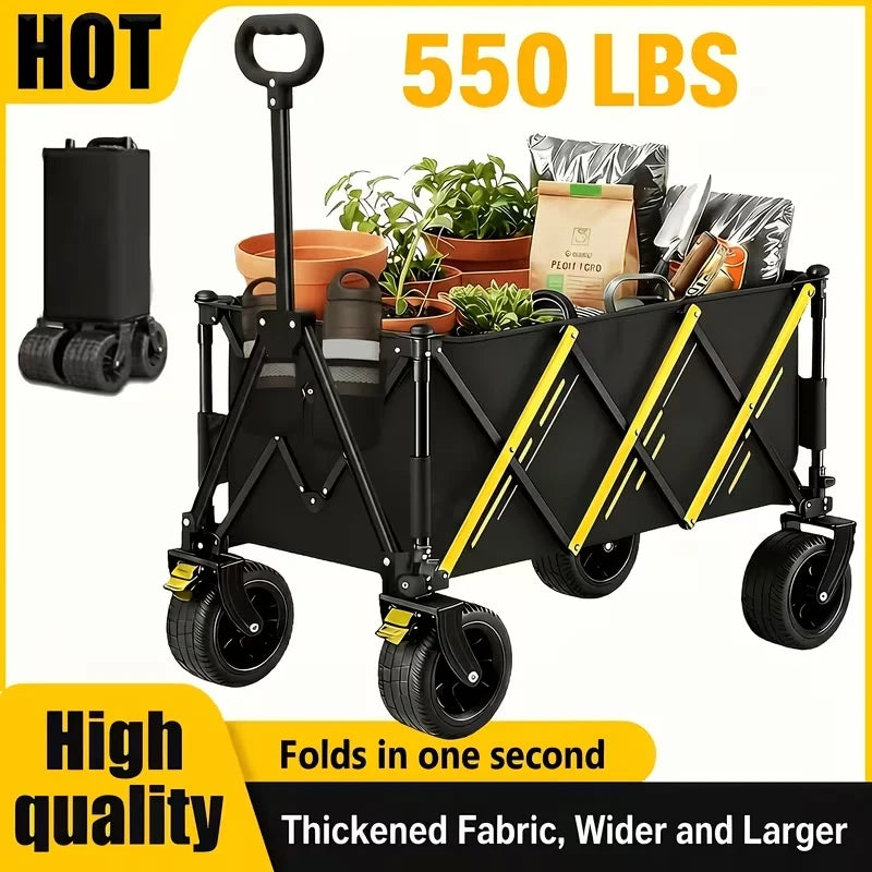Heavy Duty Foldable Utility Wagon Cart For Outdoor Camping Use