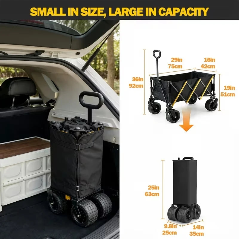 Heavy Duty Foldable Utility Wagon Cart For Outdoor Camping Use