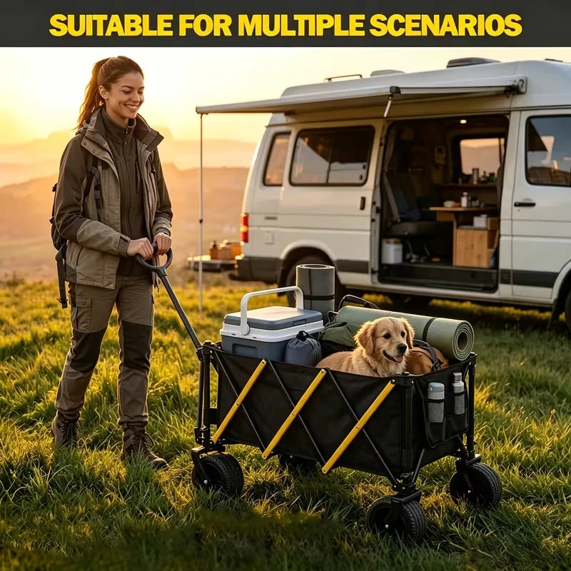 Heavy Duty Foldable Utility Wagon Cart For Outdoor Camping Use