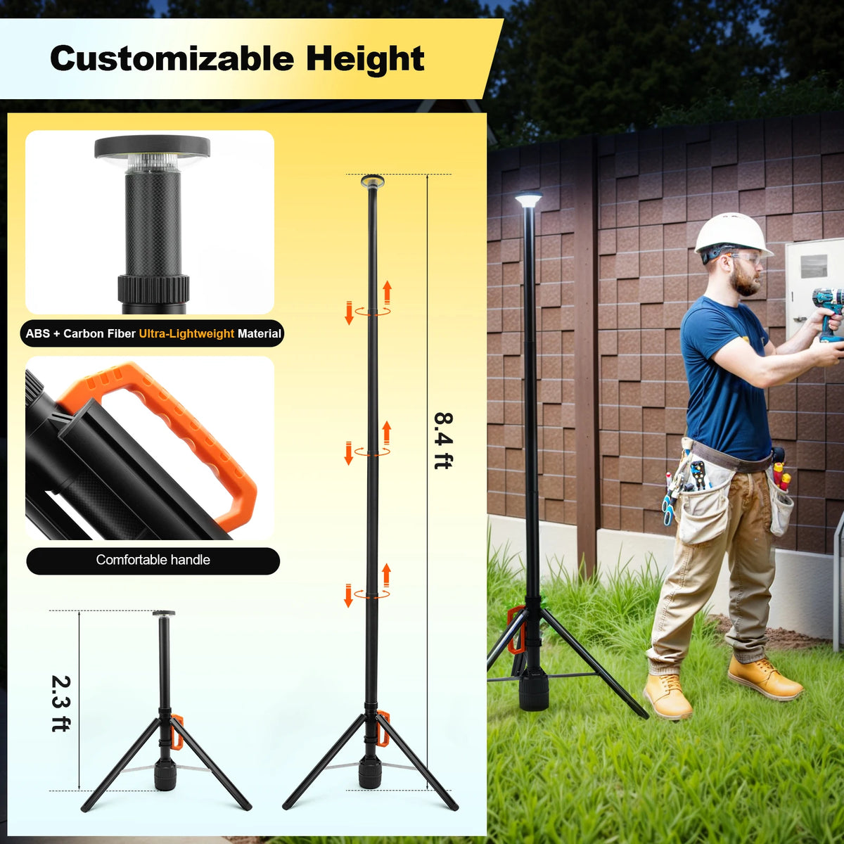 Rechargeable 360 Degree LED Work Light With Remote Control Dimmable