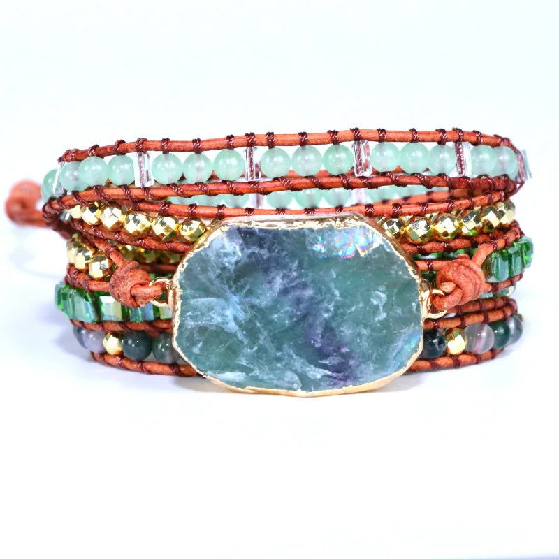 Fervent Handmade Crystal Quartz Leather Wrap Bracelet