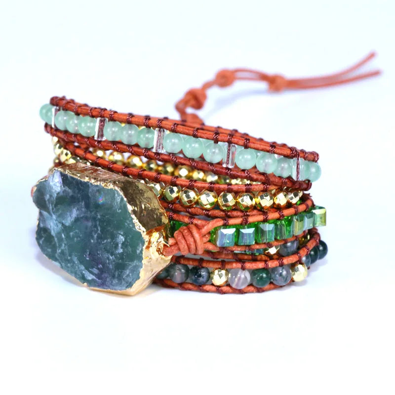 Fervent Handmade Crystal Quartz Leather Wrap Bracelet