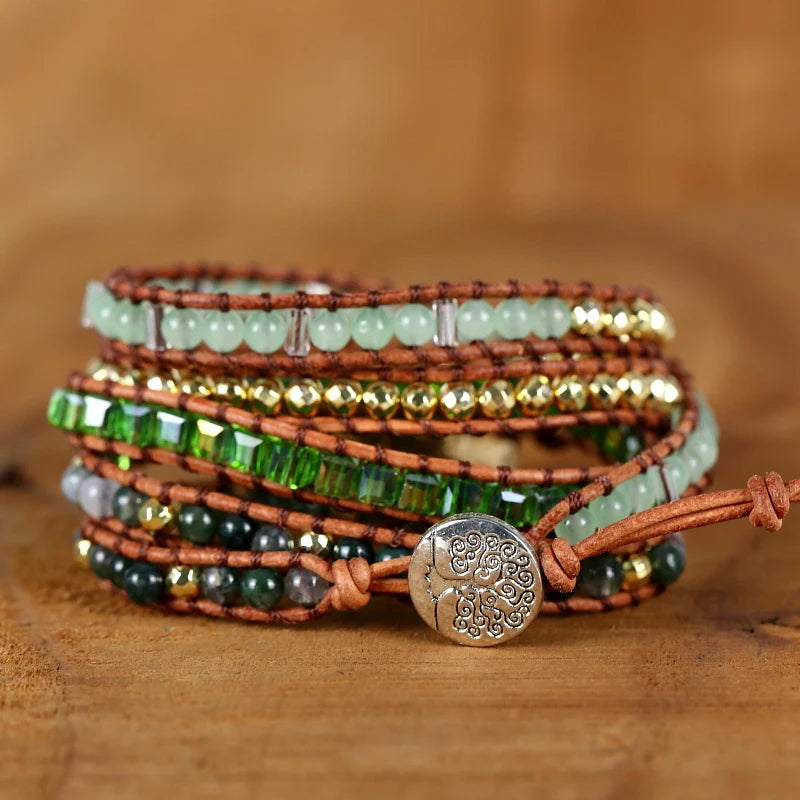 Fervent Handmade Crystal Quartz Leather Wrap Bracelet
