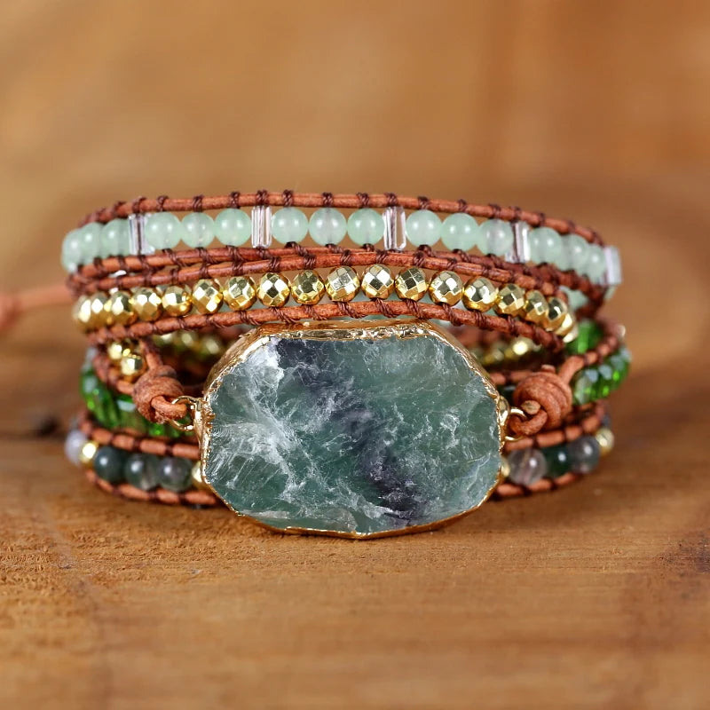 Fervent Handmade Crystal Quartz Leather Wrap Bracelet