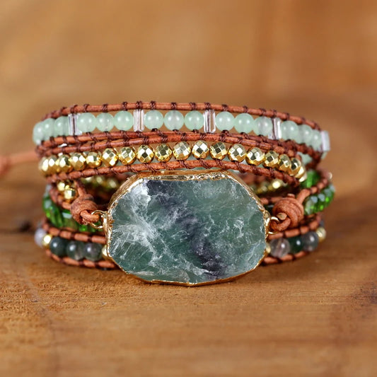 Fervent Handmade Crystal Quartz Leather Wrap Bracelet