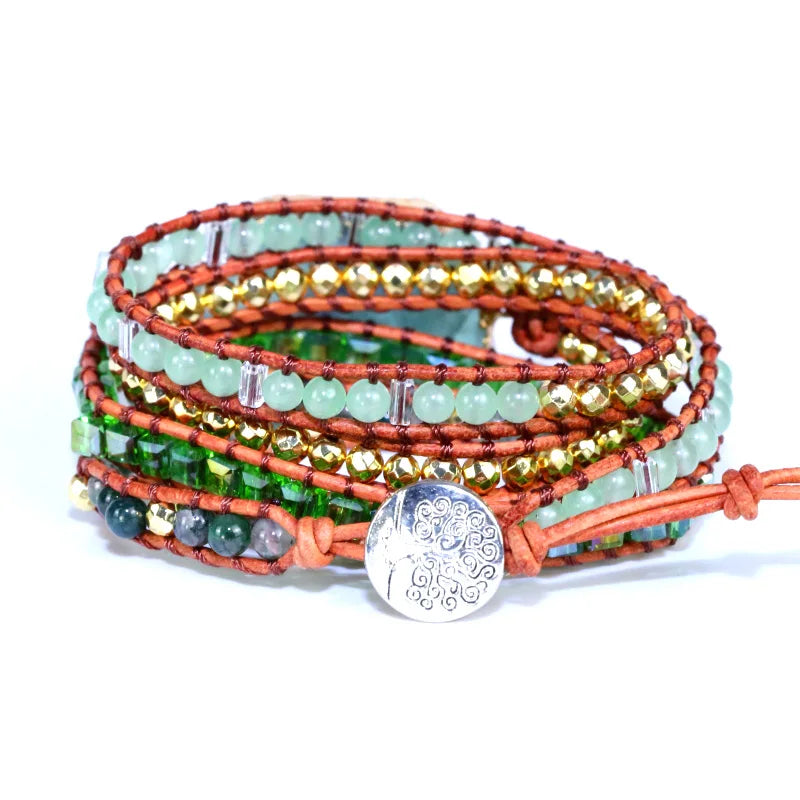 Fervent Handmade Crystal Quartz Leather Wrap Bracelet