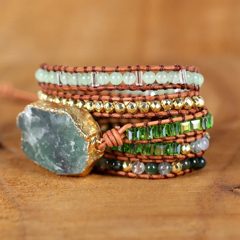 Fervent Handmade Crystal Quartz Leather Wrap Bracelet