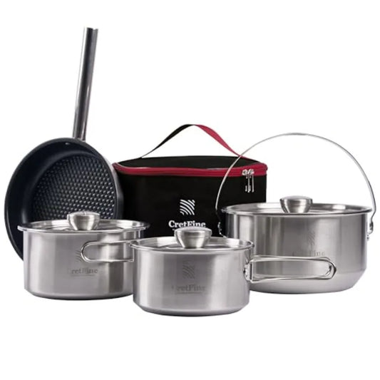 OLOEY Stainless Steel Camping Cookware Set For Outdoor Use