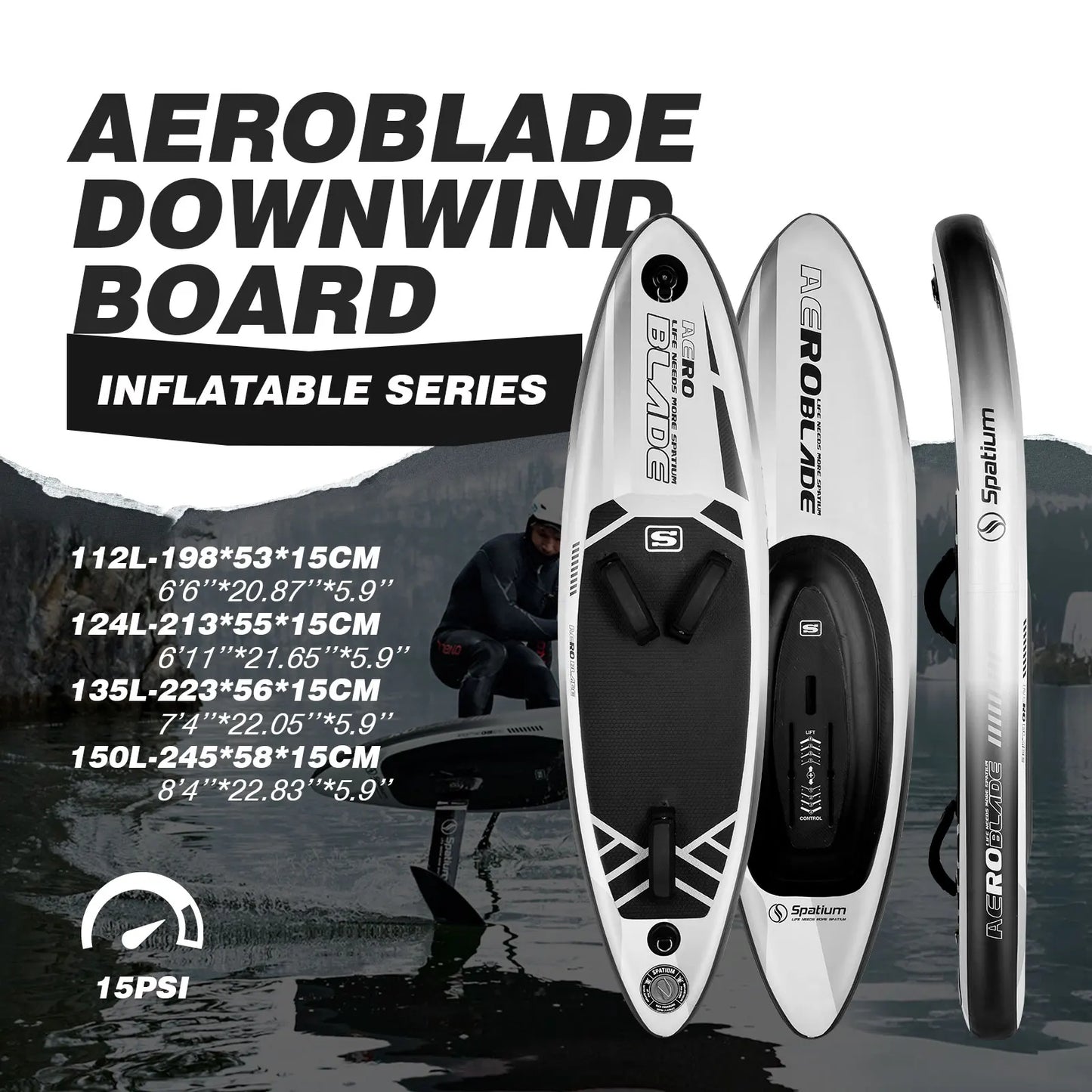 Spatium Inflatable Downwind Board For Unpowered Surfing And SUP