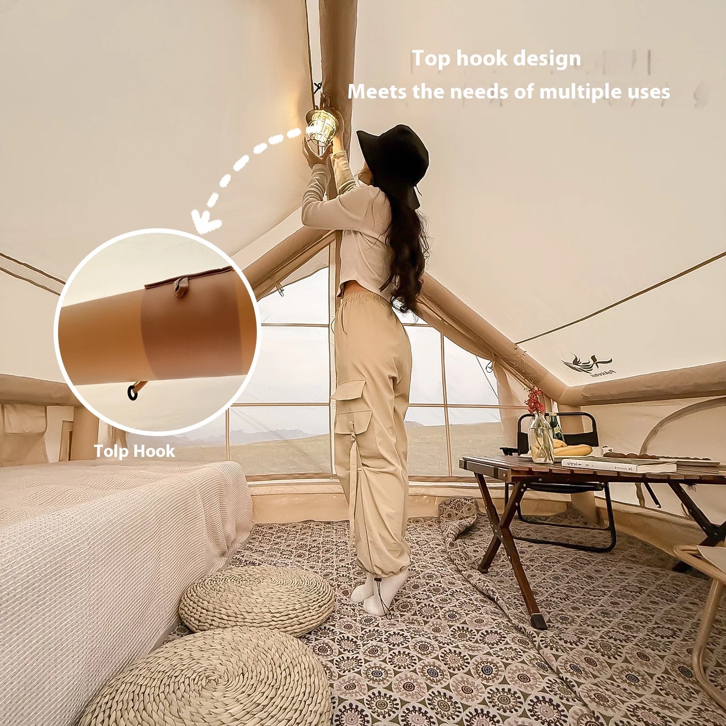 Pakicetus Inflatable Camping Tent With Stove Plug For Family Use