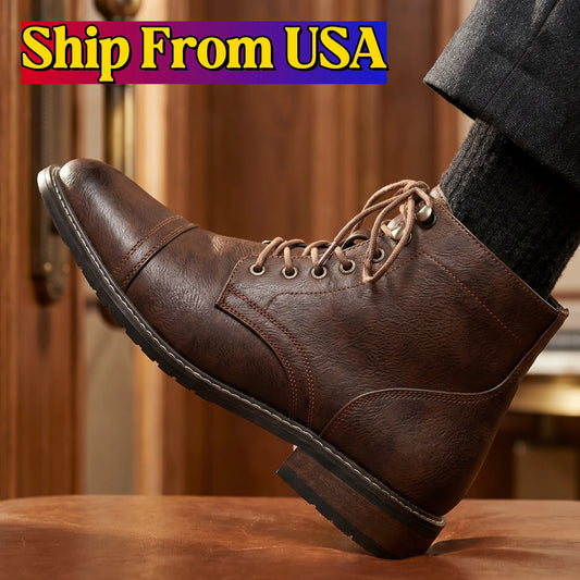 Hecrafted Men's Western Ankle Boots With Comfortable Zip Closure