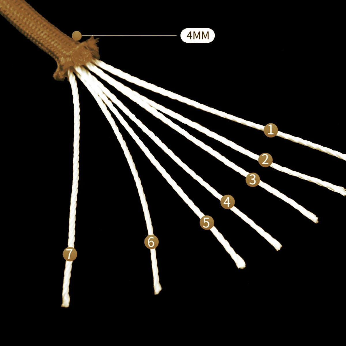 550 Paracord Survival Rope With Seven Core Strands For Camping