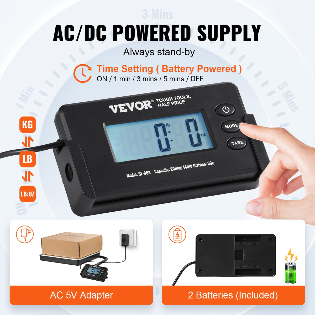 Portable Digital Shipping Scale With HD LCD Display And Tare