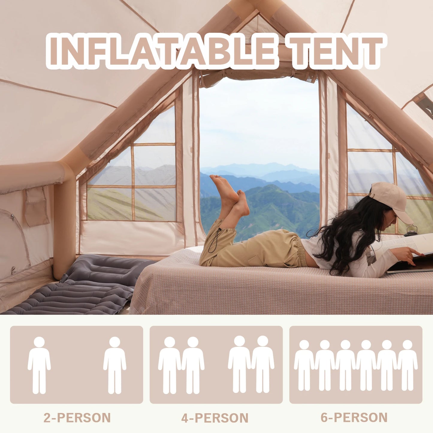 Pakicetus Inflatable Tent With Skylight Quick Setup Outdoor Family Tent