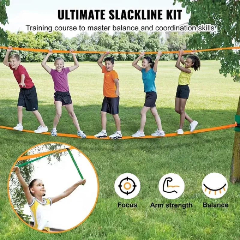 VEVOR Slackline Kit With Training Line For Backyard Fun