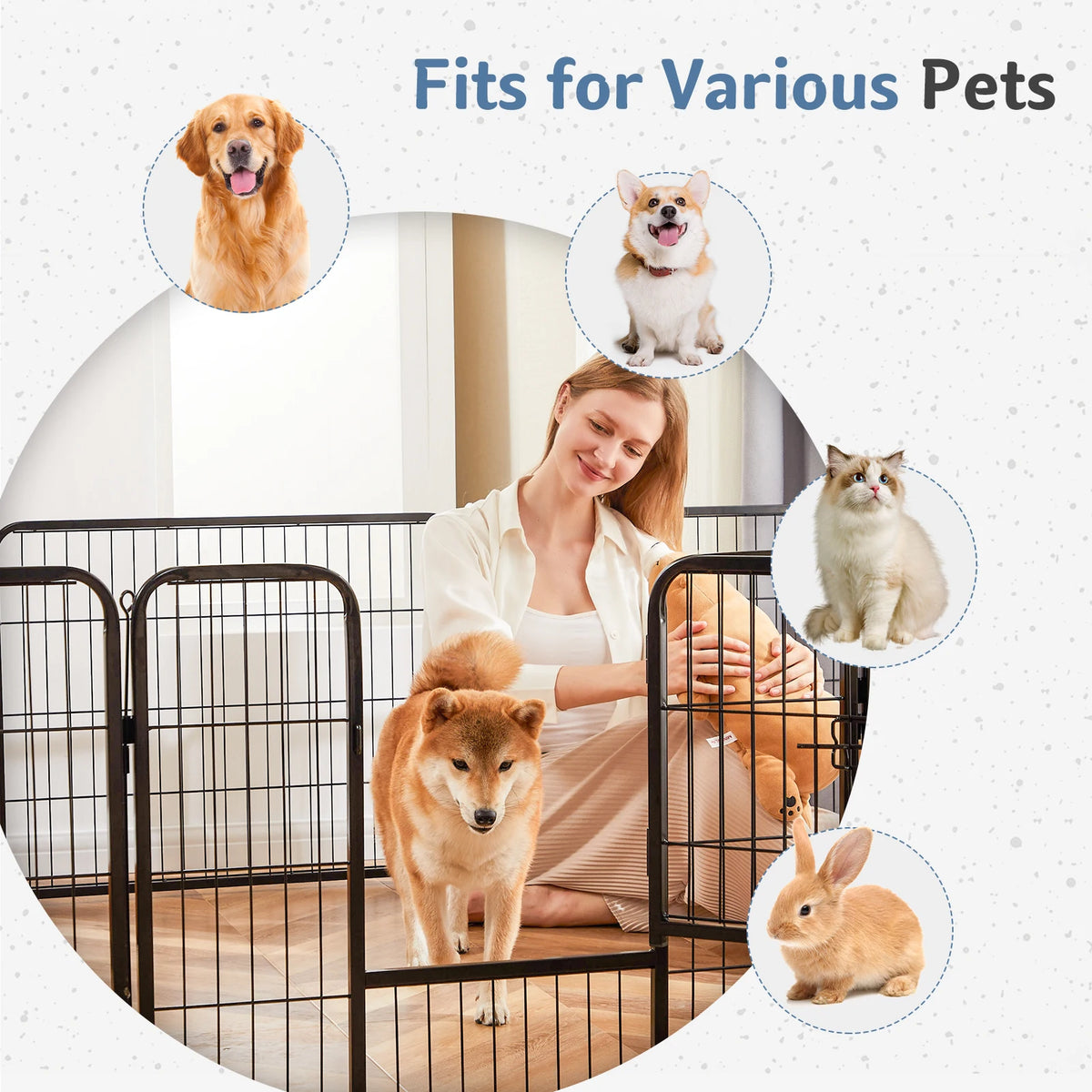 JHK Foldable Metal Dog Playpen Exercise Fence For Indoor Outdoor