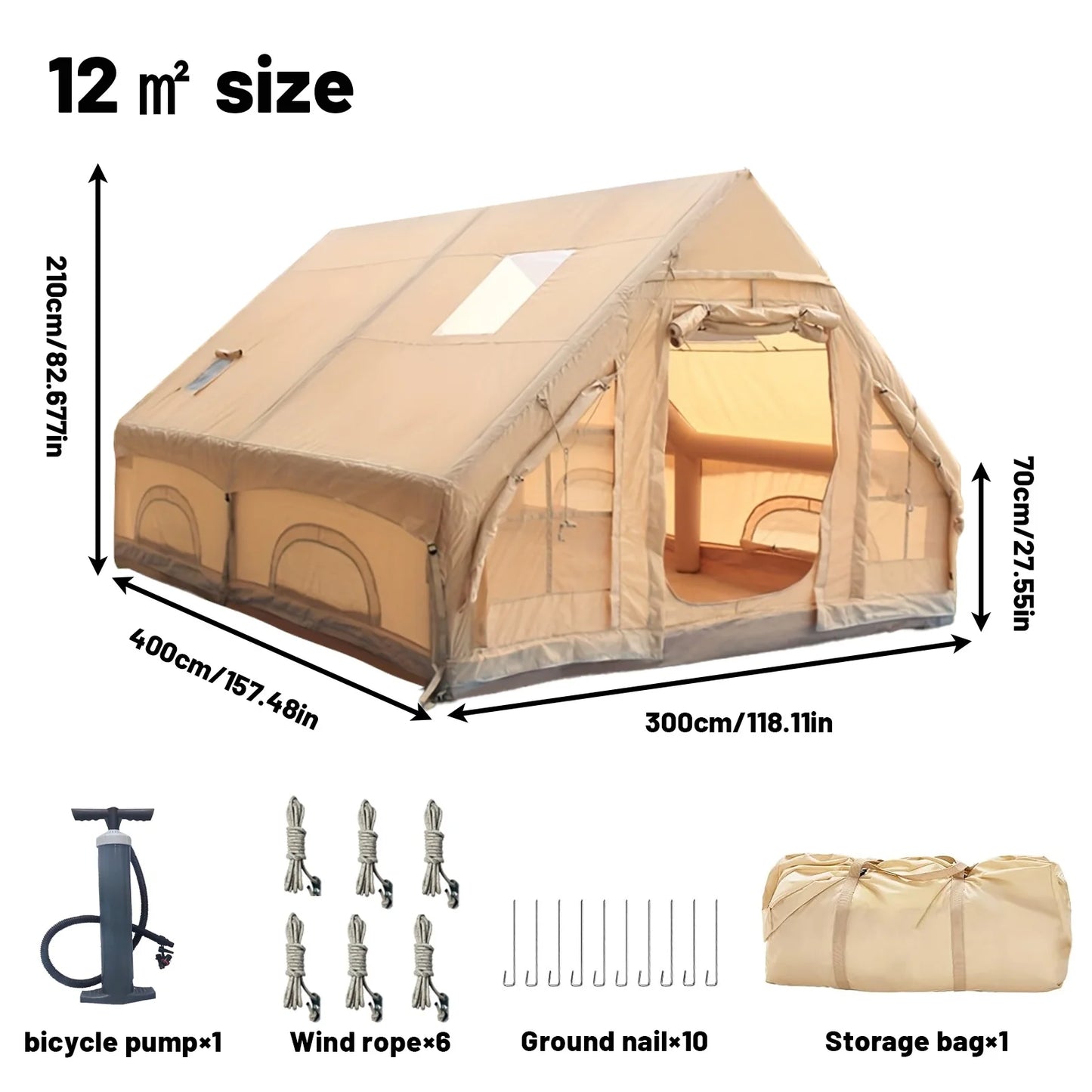 Pakicetus Inflatable Tent With Skylight Quick Setup For Family Camping