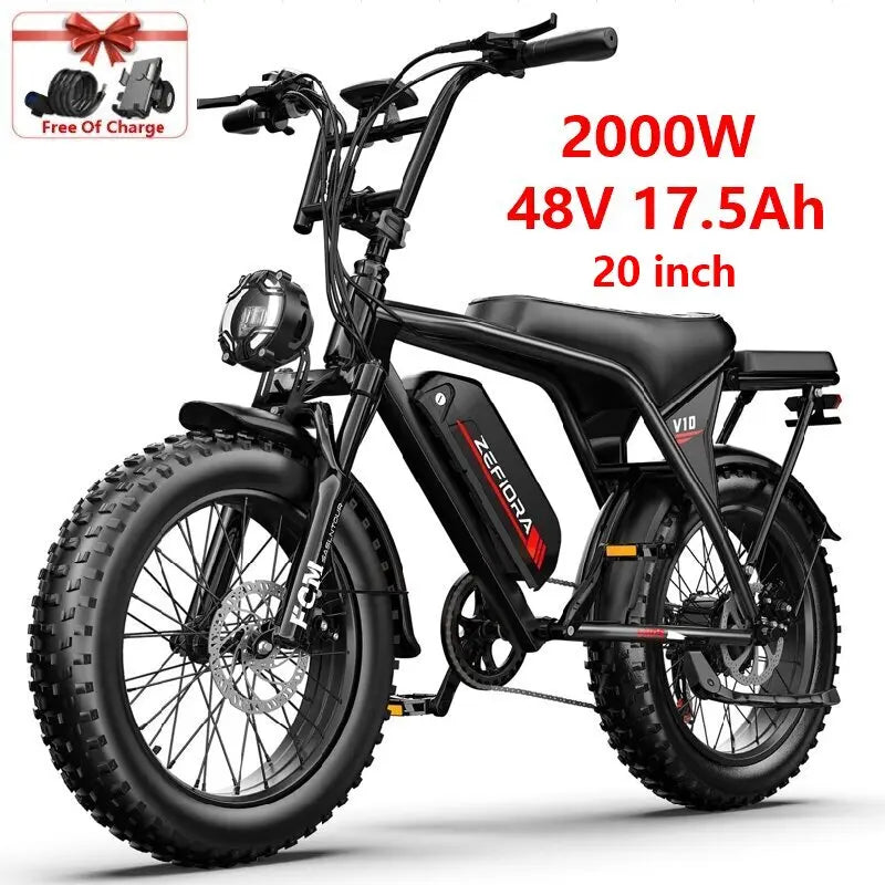 ZEFIORA V10 Electric Fat Bike 1000W 2000W Dual Motors