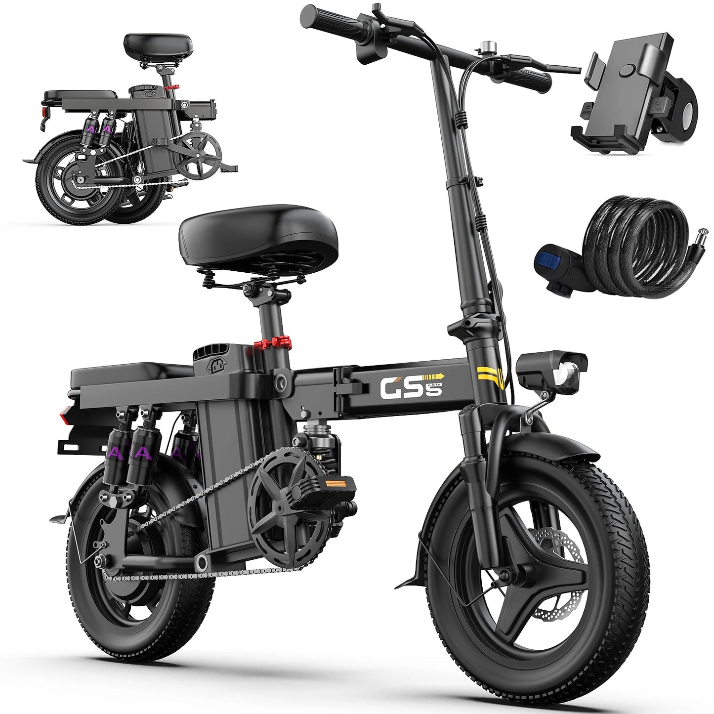 UPlee GS5 Fat Tire 35 Mile Range Folding Electric Bike