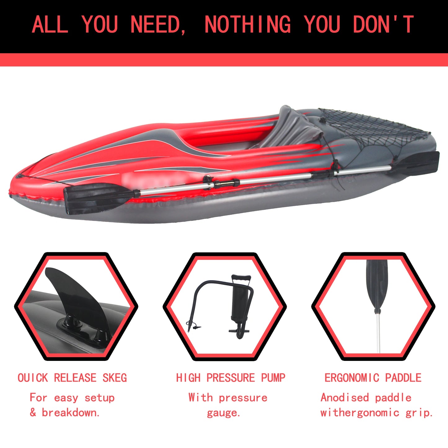 HHSJZWCY Inflatable One Person Fishing Kayak for Lakes and Rivers
