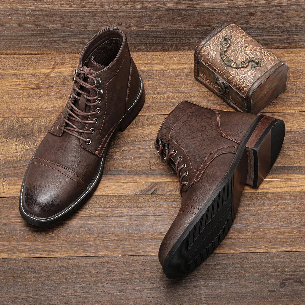 Hecrafted Men's Western Ankle Boots With Comfortable Zip Closure