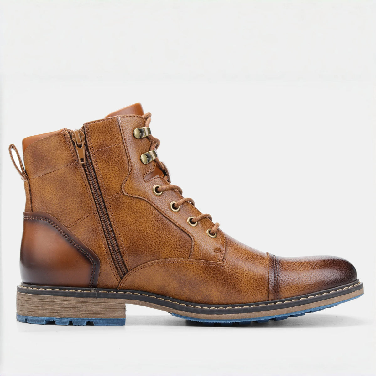 Men's Classic Leather Ankle Boots With Zipper And Comfortable Fit