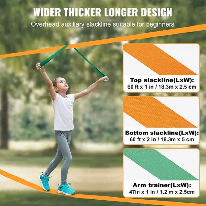 VEVOR Slackline Kit With Training Line For Backyard Fun
