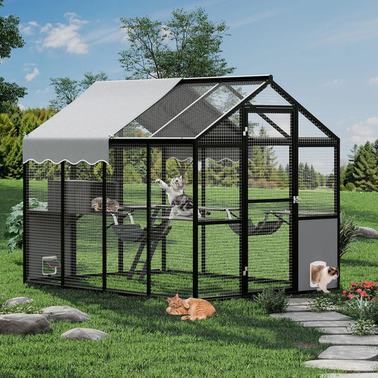 HiMISS Aluminum Outdoor Catio Enclosure Walk In Cat Run