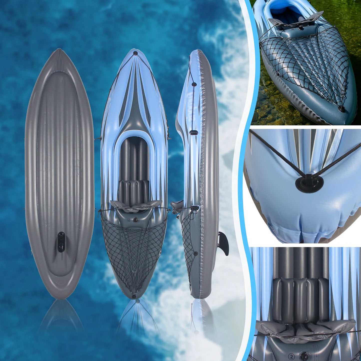 HHSJZWCY Inflatable One Person Kayak With Pump Paddles Bag