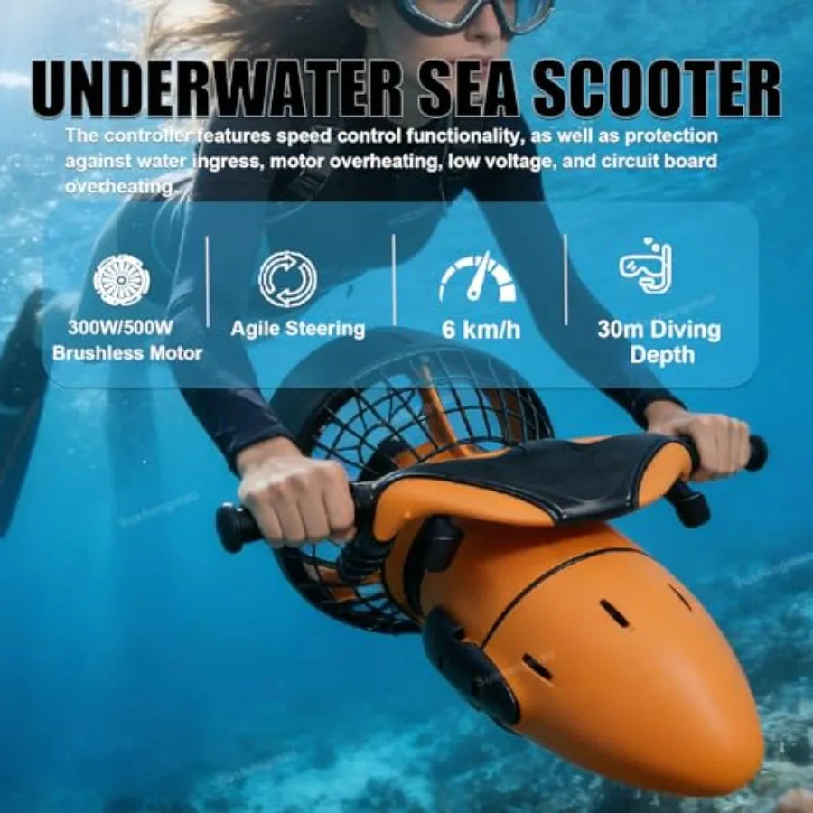 Underwater Thruster Set for Snorkeling, Lightweight Diving Gear with 500W Brushless Motor, 3.7mph Dual Speed Water Propulsion,