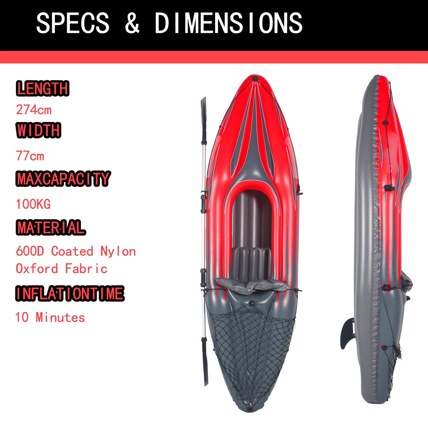 HHSJZWCY Inflatable One Person Fishing Kayak for Lakes and Rivers