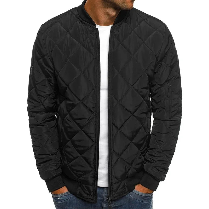 Winter New Jacket Men's Baseball Collar Mesh Pressed Lightweight  Jacket Vintage Flight Casual Long Sleeve