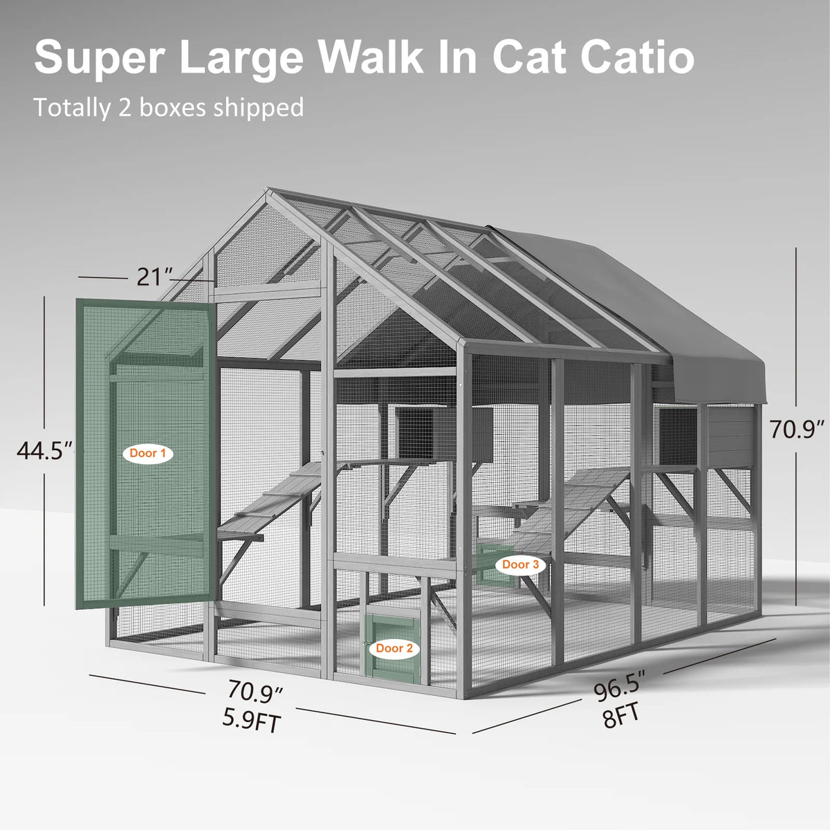 Outdoor Cat Enclosure With Condos Platforms And Bridges