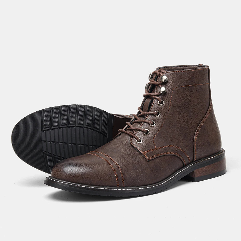 Hecrafted Men's Western Ankle Boots With Comfortable Zip Closure